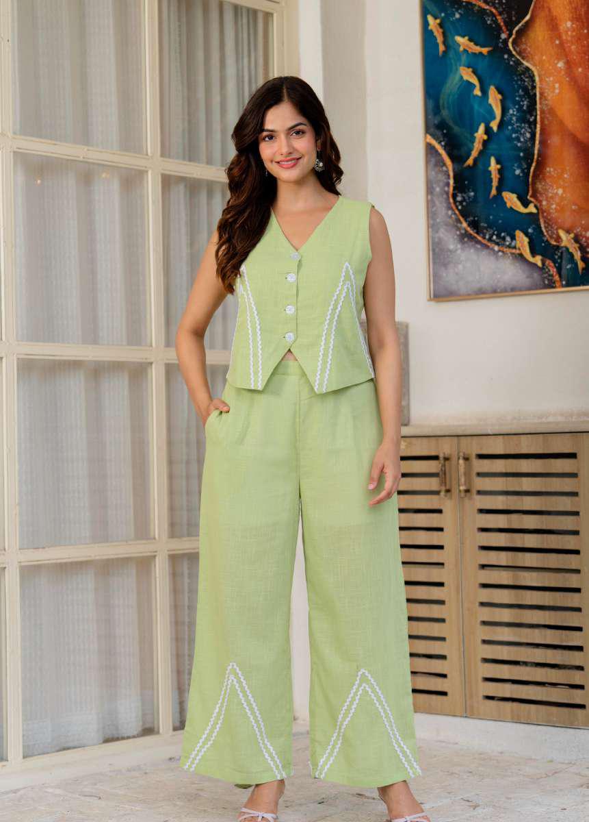 Sage Green Embroidered Co-Ord Set