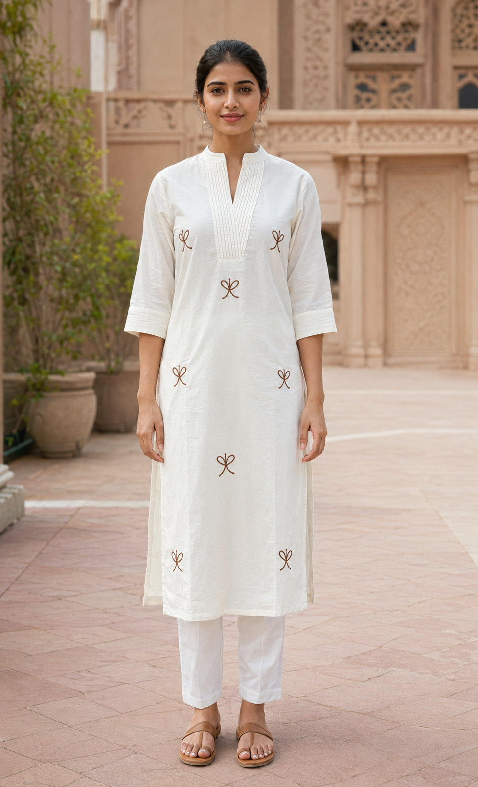White Embroidered Kurta Set | 01