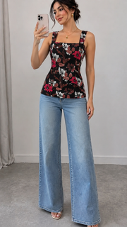 Black Floral Printed Cami Top | 17