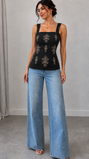 Black Embroidered Cami Top | 19