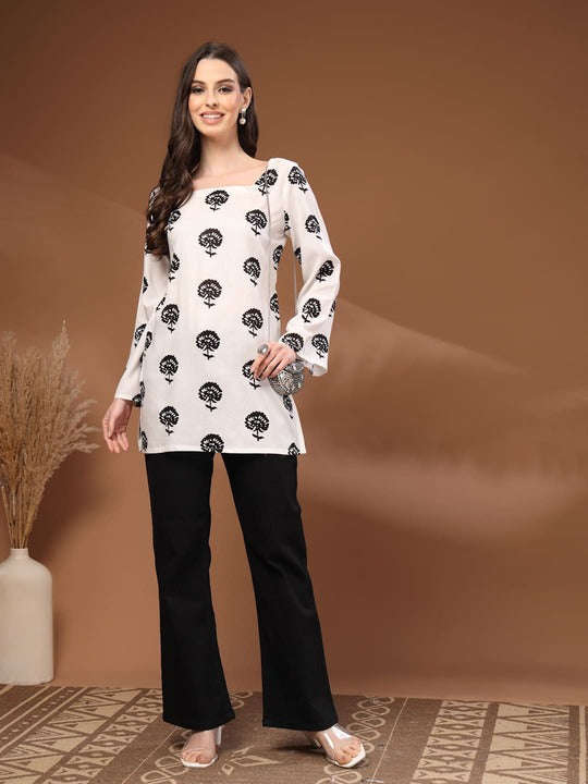 Elegant Botanical Kurti