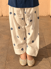 Navy Blue Eye Print Farsi Suit Set